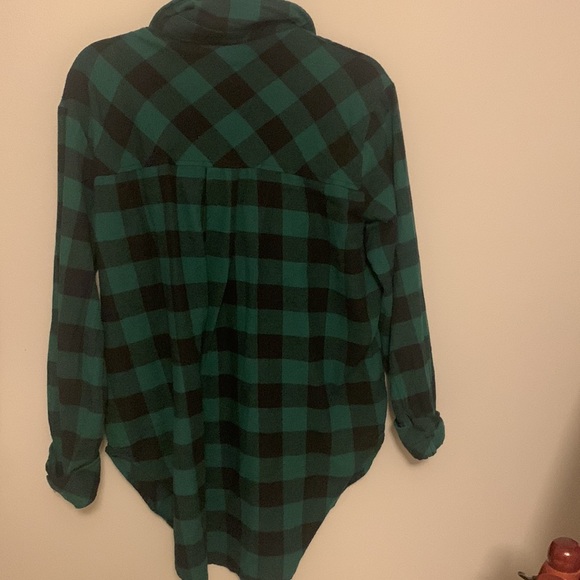 Green Plaid Flannel Button Down - Picture 3 of 3